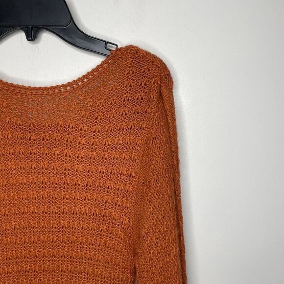 PAMELA LOVE Sweater Dress Womens XS Orange Fringe Long Sleeve Knit Midi Lined - Picture 4 of 11